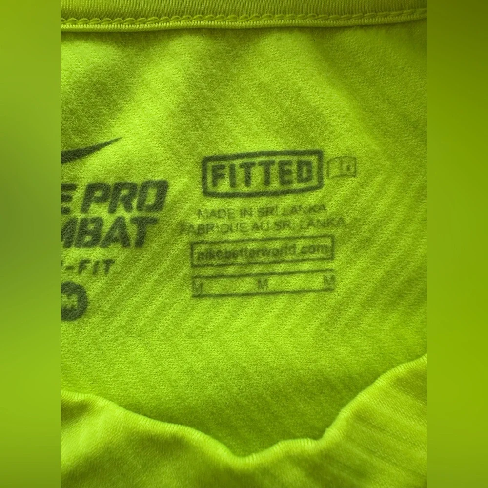 Nike Pro Combat Hyperwarm Lite Dri-Fit Volt Long Sleeve Fitted Top M